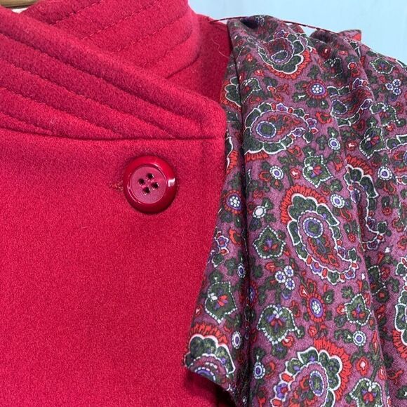 FUSHIA Red Virgin Wool Jacket with scarf - Picture 3 of 14